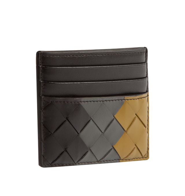 Image 2 of 3 - BROWN - Bottega Veneta Portacard has 6 card slots, an interior pocket, and a woven exterior design. 4 X 3 X 0.5 inches. 100% leather. Made in Italy.  