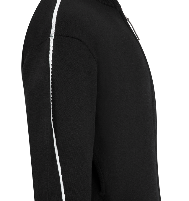 Image 3 of 3 - BLACK - GIVENCHY Couture Seam Zipped Cardigan featuring zip front closure, bomber collar, piping detail at seam and logo on back.  