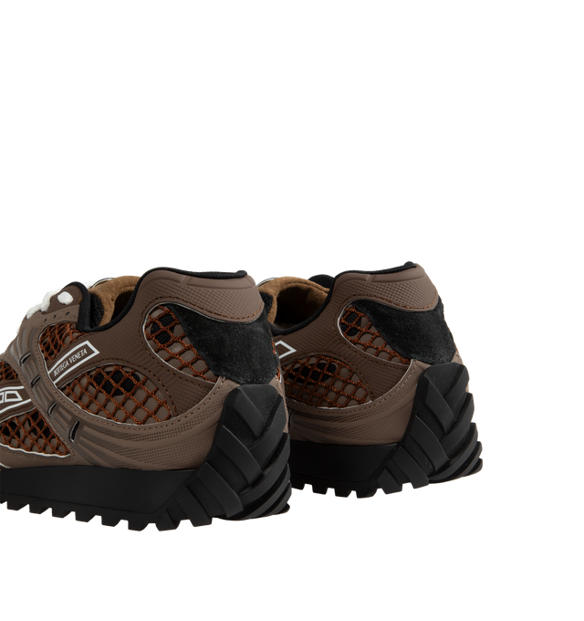 Image 3 of 5 - BROWN - BOTTEGA VENETA Sneakers featuring mechanical textile upper, rubber sole, lace-up front, padded collar and tongue with Bottega Venneta logo detail at tongue. Made in Italy. 