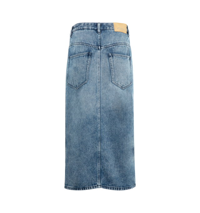 Image 2 of 2 - BLUE - ISABEL MARANT Tilauria Midi Skirt in fine denim featuring fitted waistband with loops, metal button tab with a zipper, 5 classic pockets, front slit, leather label in back with an "Isabel Marant" logo, silver-finish metal rivets and straight cut. 77% lyocell, 23% cotton. 