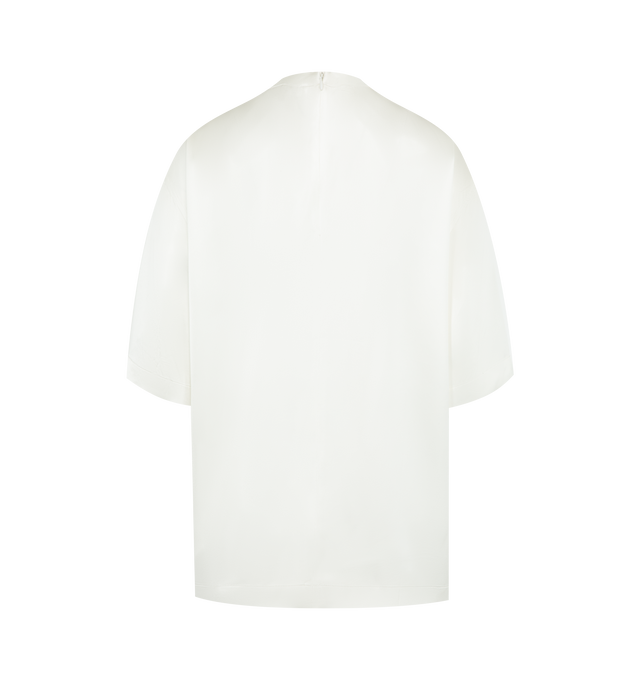 Image 2 of 2 - WHITE - TOTEME Satin Tee featuring oversized fit, crew-neck, relaxed, straight silhouette and elongated short sleeves. 100% viscose. 