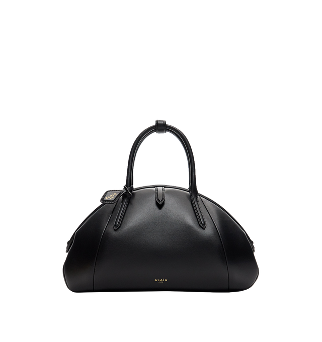 Image 1 of 1 - BLACK - Azzedine Alaia Small Top Handle Purse is crafted from smooth leather into a small silhouette. The Purse top-handle bag is a sculptural design with signature tubular handles. Material: leather, lining: leather. Height 19cm-7.5", Max. width 33cm-13", Depth 10cm-4", Length of handles 32cm-12.5. Made in Italy. 
