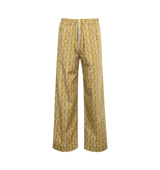 Image 1 of 3 - GREEN - DRIES VAN NOTEN Printed Pants featuring loose-fitting style, an elasticated waistband, a visible mid-front zipper and pockets at the sides and back. 100% cotton poplin. 