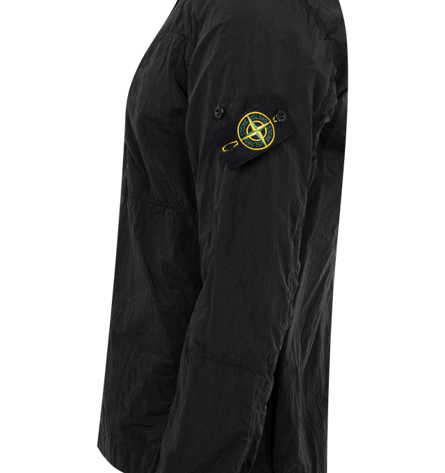 Image 3 of 3 - BLACK - STONE ISLAND Overshirt featuring nylon metal fabric, ECONYL regenerated yarns, one patch pocket, vertical zipper closure trimmed with nylon tape, Stone Island badge on the left sleeve, tightening snap at cuffs and two-way zipper closure. 100% nylon. 