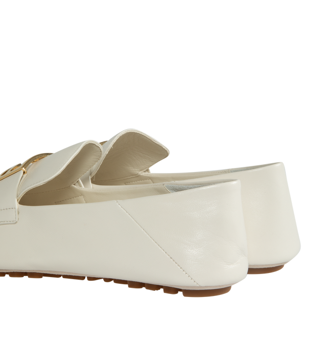 Image 3 of 4 - WHITE - FENDI Baguette Loafers featuring FF Baguette motif, suede sole with raised rubber inserts, the heel can be folded to wear the style as a sabot and gold-finish metalware. 100% lamb leather. Made in Italy. 