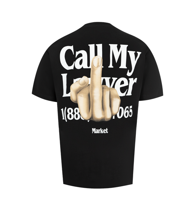 Image 2 of 2 - BLACK - Market Men's Flip the Bird T-Shirt is crafted from premium cotton and features a classic crew neckline, short sleeves, and signature Flip the Bird graphic artwork for a bold, irreverent streetwear-inspired look. This designer graphic T-shirt combines exceptional everyday comfort with Market's playful contemporary aesthetic, creating an effortless statement piece for casual styling. Main Material: 100% Cotton. 