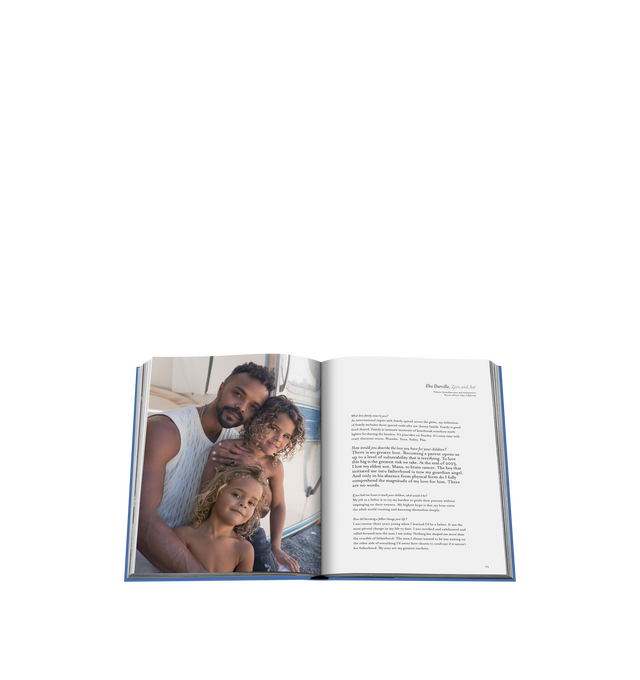 Image 4 of 5 - BLUE - Assouline Father and Child is a luxury coffee table book by renowned photographer Claiborne Swanson Frank that celebrates the profound bond between fathers and their children through intimate portraits and heartfelt personal stories. Featuring more than fifty iconic father-child families from the worlds of sports, fashion, art, film, and design, this designer hardcover book offers a moving exploration of modern fatherhood, accompanied by a foreword by Brunello Cucinelli. Hardcover. Aut 