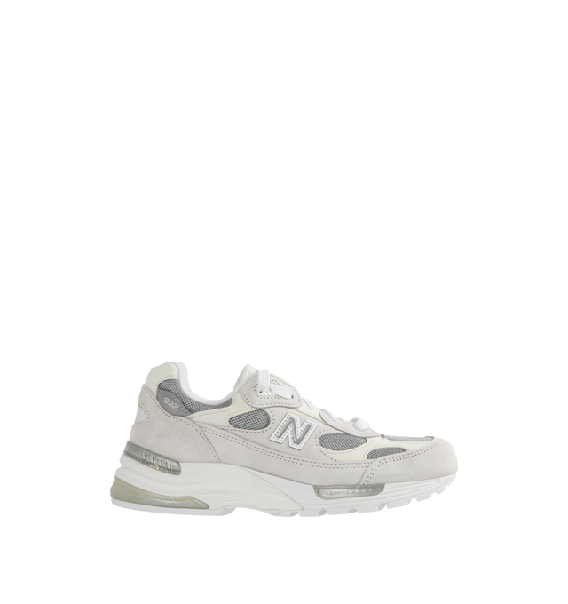 Image 1 of 5 - WHITE - NEW BALANCE 992 Core Sneaker featuring ABZORB cushioning at heel and forefoot absorbs impact through a combination of cushioning and compression resistance, combination ENCAP and C-CAP midsole, reflective accents designed to catch the light and NDurance rubber outsole. Suede overlays and mesh upper. 