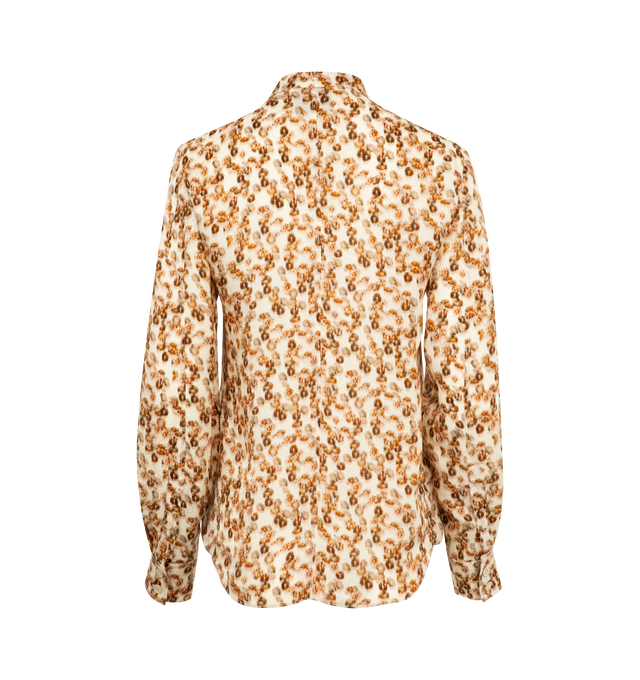 Image 2 of 2 - ORANGE - ISABEL MARANT Ilda Shirt featuring silk blend shirt with python print, stand-up collar, hidden buttons, shoulder yokes, long sleeves, straight buttoned cuffs, rounded hem and flowing cut. 91% silk, 9% elastane. 