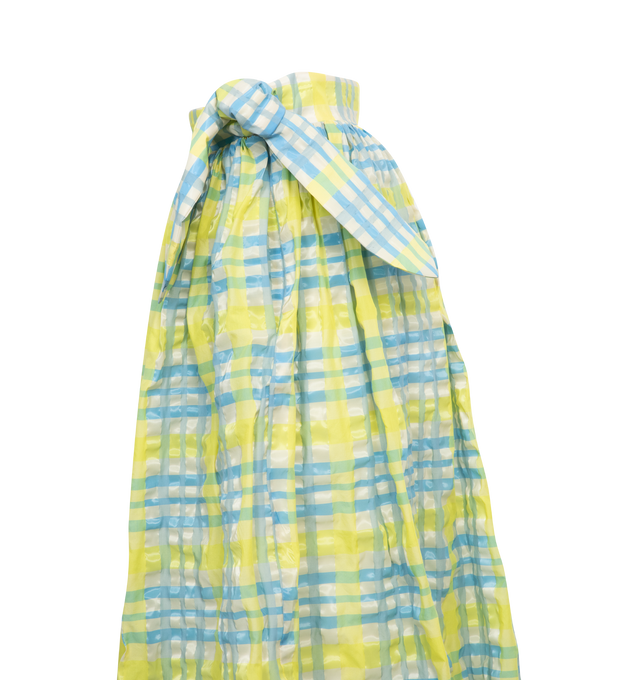 Image 3 of 3 - YELLOW - ROSIE ASSOULIN Tie Plaid Skirt featuring tie waist, midi length, plaid pattern throughout and pleated. 40% polyester, 32% nylon/polyamide, 28% cotton. 