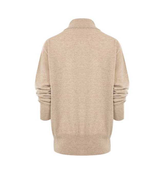 Image 2 of 2 - NEUTRAL - THE ROW Lillia Cardigan in Cashmere in soft cashmere with seamless construction, slightly oversized fit, collared neck, front button closure, and ribbed collar, cuffs, and hem. 100% cashmere. Made in Italy. 