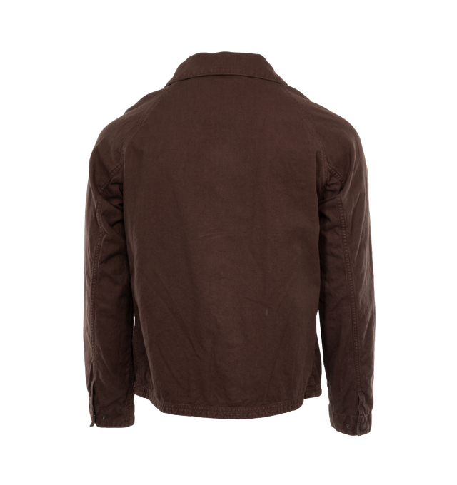 Image 2 of 3 - BROWN - ASPESI Micky Summer Jacket featuring three front patch pockets, one inner pocket, a zip closure, and a regular fit. 100% cotton. 