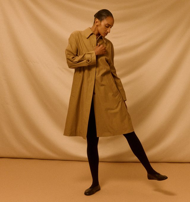 Image 2 of 4 - BROWN - THE ROW Pluma Coat featuring relaxed single-breasted car coat in washed cotton and cashmere with raglan construction, slant welt pockets, and concealed front placket with button closure. 85% cotton, 15% cashmere. Lined in 100% cotton. Made in Italy. 