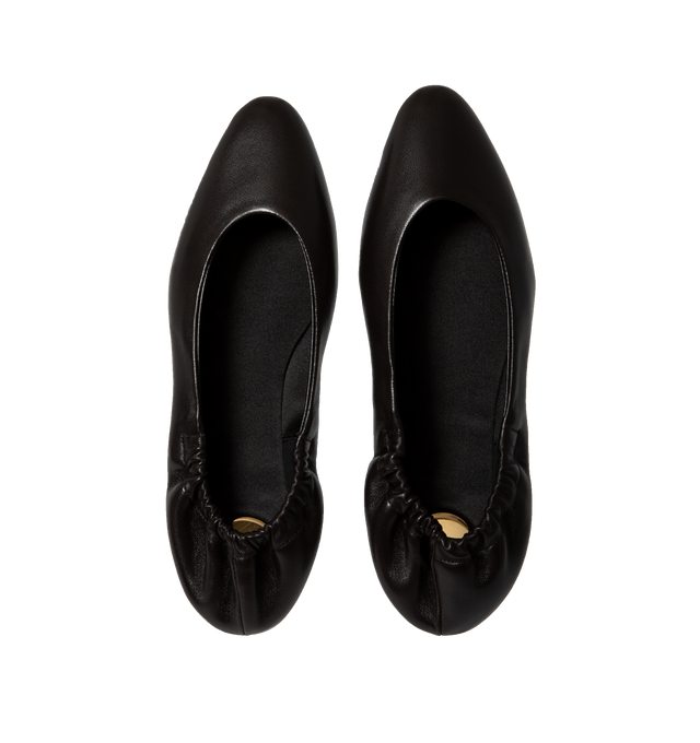 Image 4 of 4 - BLACK - SAINT LAURENT Mami Ballet Flat featuring flat heel, round toe, elastic backstay and leather outsole. 