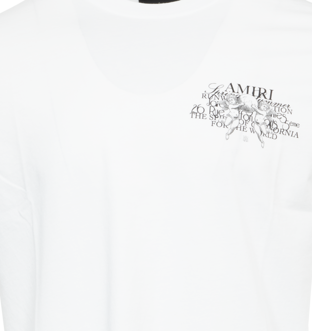 Image 3 of 4 - WHITE - AMIRI Cherub Text Tee featuring logo print at the chest, logo graphic print to the rear, crew neck, short sleeves and straight hem. 100% cotton. 