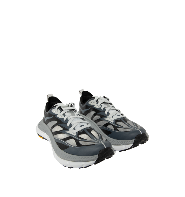 Image 2 of 5 - GREY - Hoka Men's U Mafate Speed 4 Lite Sneaker featuring ripstop and rubber upper with vibram sole, lace-up front, flat tongue design and padded collar. Imported from Vietnam. 