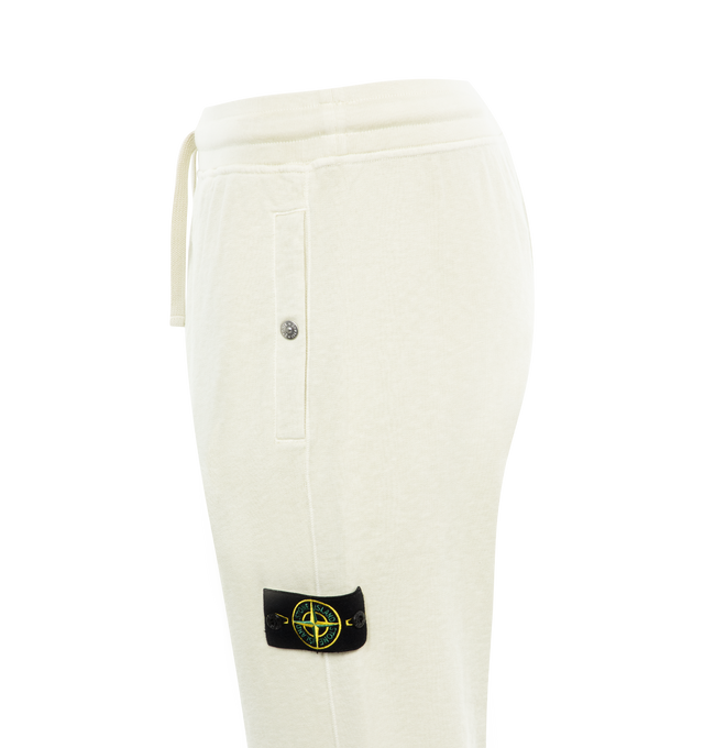Image 3 of 3 - GREEN - STONE ISLAND Fleece Sweatpants featuring elasticized drawstring waistband, side-seam pockets, side zip pocket, back zip welt pocket and rib-knit cuffs. 100% cotton. 
