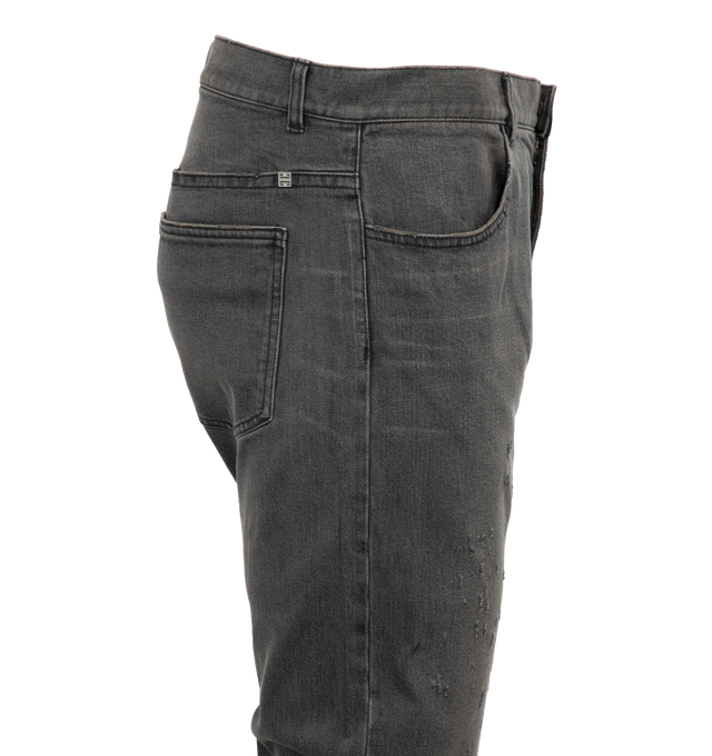 Image 2 of 3 - BLACK - GIVENCHY Straight-Leg Jeans featuring button, hook and zip fastening, two front pockets, two back pockets and one hidden pocket on back ad slight distressing. 97% cotton, 3% elastane.  