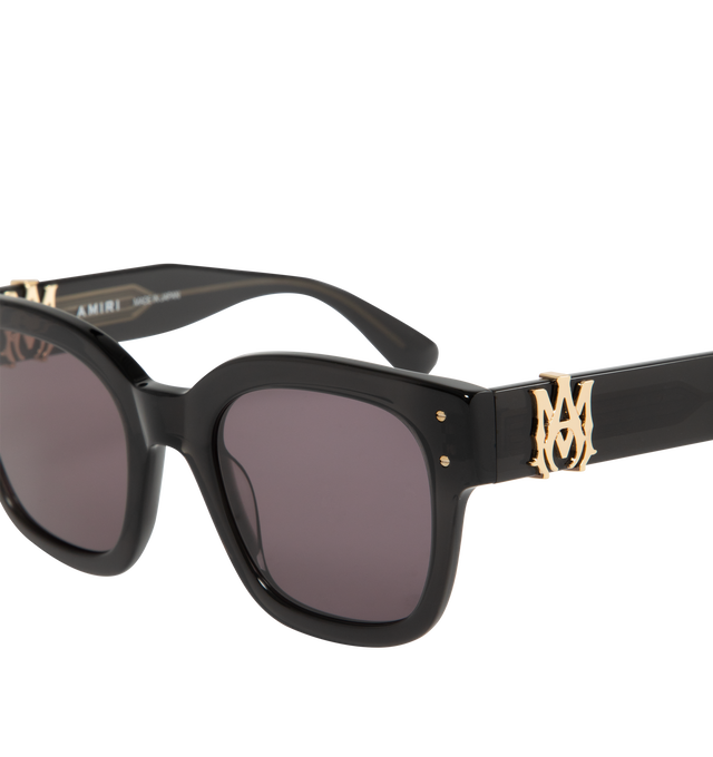 Image 3 of 3 - BLACK - Amiri Classic MA Sunglasses have oversized hardware that wraps around both arms, custom etched internal wire cores, and 7-barrel hinges. 100% acetate. Made in Japan.  