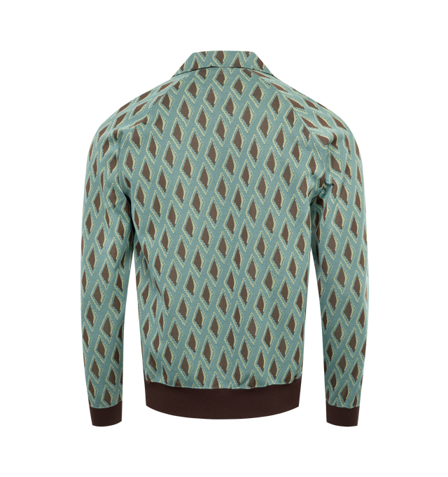 Image 2 of 3 - GREEN - NEEDLES Track Jacket featuring graphic pattern, funnel neck, butterfly fastening, front zip fastening, two side zip-fastening pockets and long sleeves. 100% polyester.  