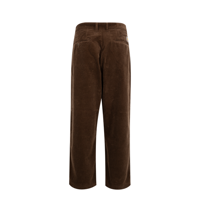 Image 2 of 3 - BROWN - CARHARTT WIP Evan Pant in Corduroy featuring loose tapered fit, regular waist, zip fly, two side pockets, two rear pockets and square label. 100% cotton. 