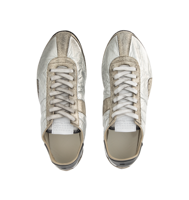 Image 5 of 5 - SILVER - MAISON MARGIELA Sprinters Low Top Sneaker featuring front lace-up fastening, rubber lug sole, quilted and branded insole. Upper: 100% Polyester. Contrast: 100% Calf Leather. Sole: 100% Rubber.  