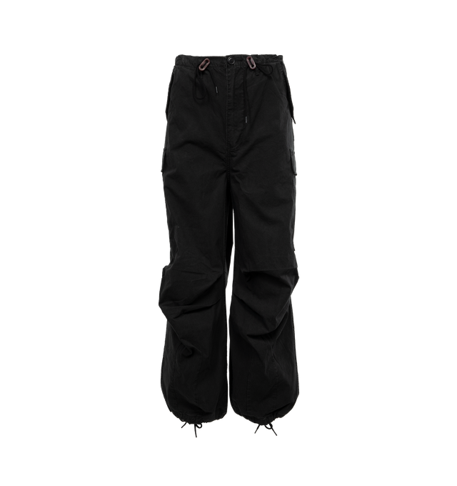 BLACK - R13 Balloon Army Pants featuring oversized baggy fit, cinched ankles, drawstring at waist and cargo pockets. 100% cotton. 