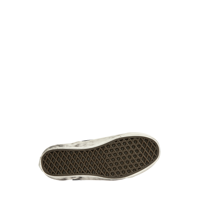 Image 4 of 5 - MULTI - Vans Unisex Premium Classic Harris Tweed Slip-On Sneakers are crafted from Harris Tweed woven from 100% virgin wool and feature the brand's iconic laceless slip-on silhouette, elastic side panels, and a padded collar for enhanced comfort. Designed with jewel, pin, and stud embellishments, contrast stitching, and a subtly distressed finish. Main Material: Harris Tweed 100% Virgin Wool. Outsole: Rubber. Details: Jewel, Pin, and Stud Embellishments. *Unisex style in men's sizing. 