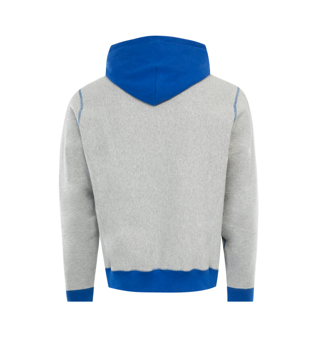 Image 2 of 2 - BLUE - NOAH Color Block Hoodie featuring 12.0 oz. brushed-back fleece with contrast bod, one-piece hood and winged foot woven label at pouch pocket. 100% cotton. Made in Canada.  