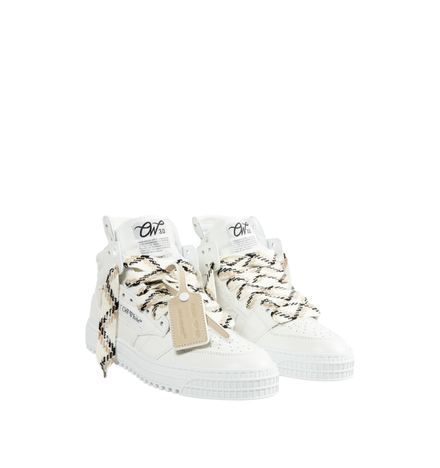 Image 2 of 5 - WHITE - OFF-WHITE 3.0 Off Court Sneaker featuring calf leather, panelled design, logo patch to the front, signature Arrows motif, perforated detailing, logo print to the side, signature Zip Tie tag, round toe, front lace-up fastening, branded insole and ridged rubber sole. 