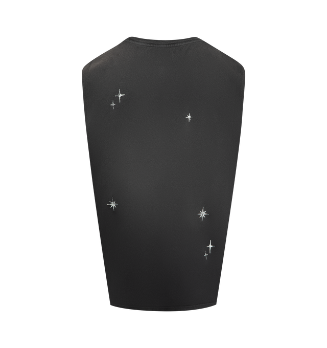 Image 2 of 2 - BLACK - NAHMIAS Arch Muscle T-shirt featuring distressing throughout, sleeveless, crew neck and logo on front. 100% cotton.  