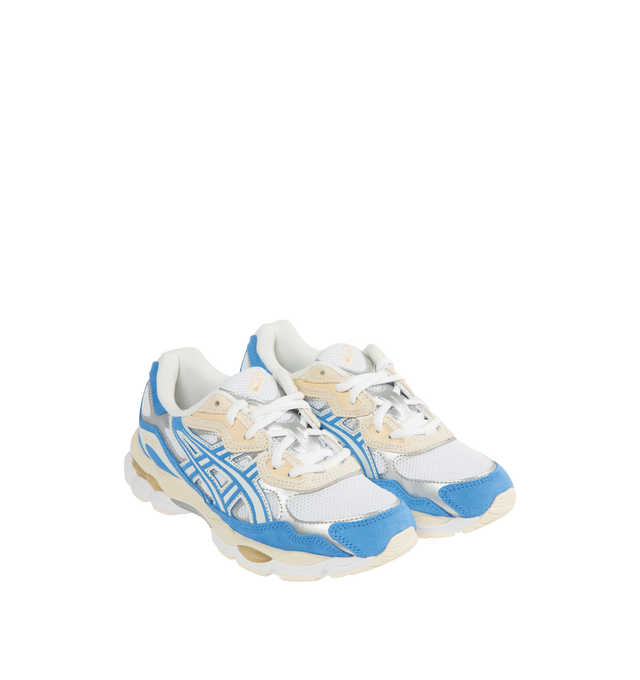 Image 2 of 5 - BLUE - ASICS GEL-NYC Polar Sneaker featuring lace up closure, layered upper construction, rearfoot and forefoot GEL technology, suede and synthetic and fabric upper, fabric lining and rubber sole. 