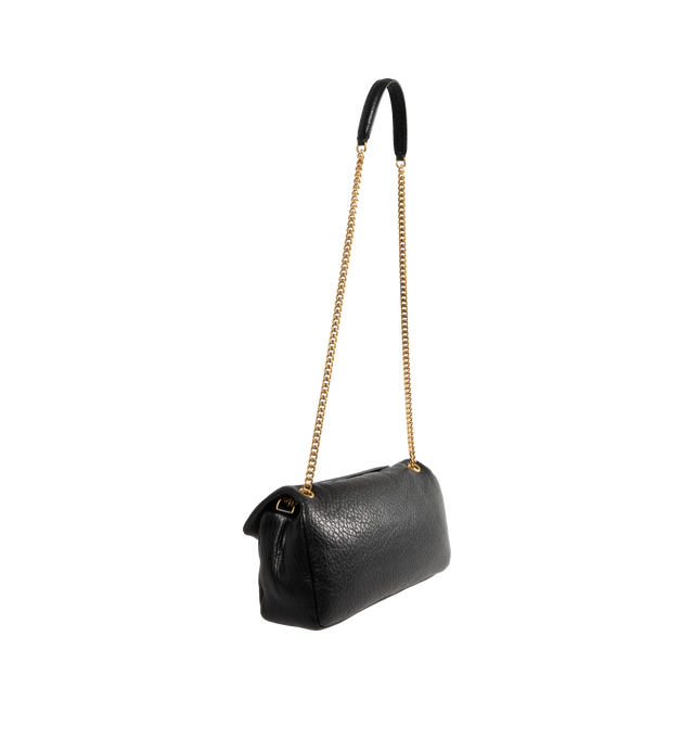 Image 2 of 4 - BLACK - SAINT LAURENT Calypso Medium Bag featuring puffy, pillowed effect, sliding curb chain strap, cotton lining, bronze toned hardware, magnetic clousre and one zip pocket. 11.8" X 5.9" X 23". Strap drop: 11.219.9". Lambskin. 