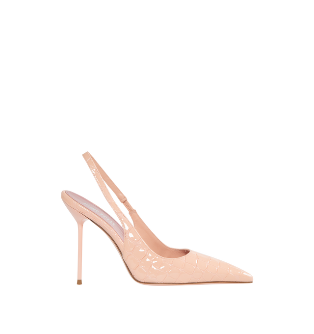 PINK - PARIS TEXAS Lidia Slingback Pumps featuring croc embossed, slip on, pointed toe and slingback style. 105MM. Leather. Made in Italy. 