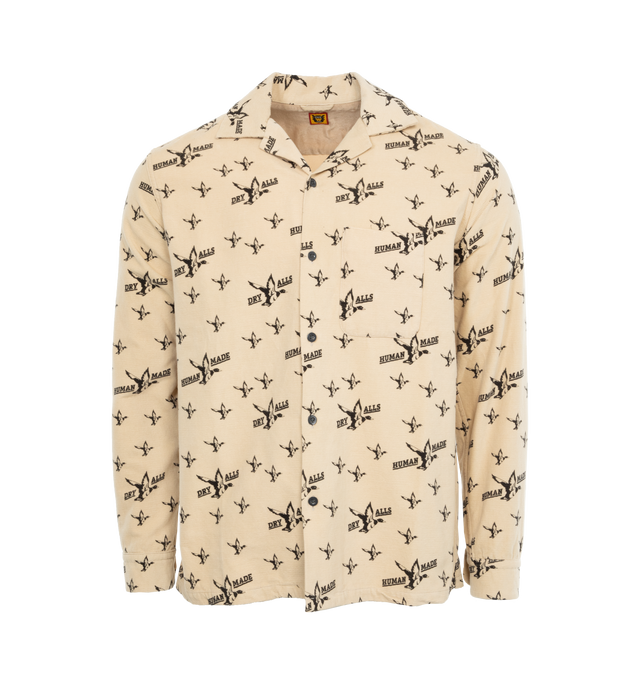 Image 1 of 3 - NEUTRAL - HUMAN MADE Print Shirt featuring button front, spread collar, long sleeves, patch pocket and print throughout. 100% cotton.  