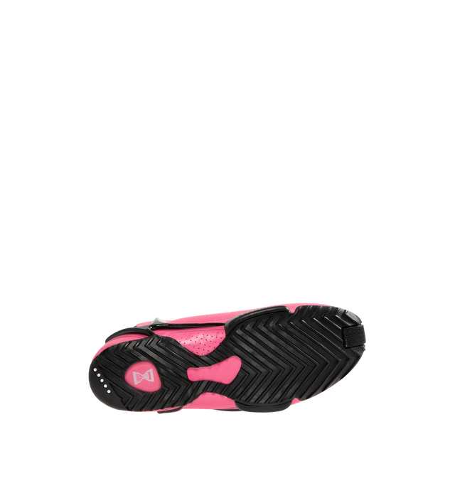 Image 4 of 5 - PINK - Nike Womens Air Zoom Hyperflight Sneakers feature a synthetic leather upper. Designed with a high-collar silhouette, lace-up closure, responsive Air Zoom cushioning, plush foam midsole, and durable rubber outsole. Upper: Synthetic Leather; Cushioning: Air Zoom; Midsole: Foam; Outsole: Rubber. Imported 