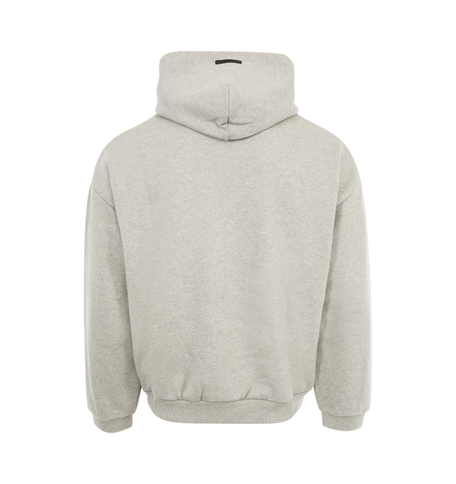 Image 2 of 2 - GREY - Fear of God Fleece Hoodie (Mens) has an attached hood, dropped shoulders, side pockets, ribbed cuffs and hem, and a screen-printed graphic at the the front. 100% cotton.  