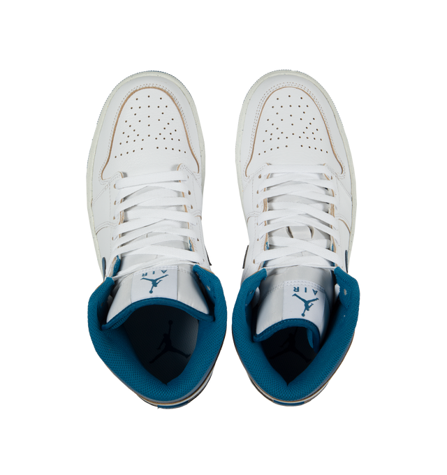 Image 5 of 5 - WHITE - AIR JORDAN 1 MID SE sneakers made of leather and textiles in the upper featuring encapsulated Nike Air-Sole unit for lightweight cushioning, rubber in the outsole for traction, wings logo stamped on collar, stitched-down Swoosh logo and Jumpman Air design on tongue. 