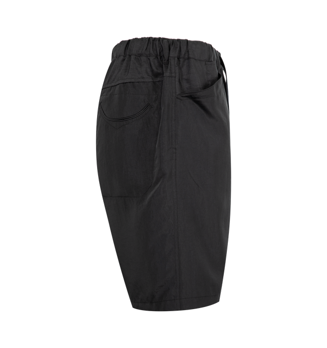 Image 3 of 3 - BLACK - POST O'ALLS E-Z Chinois De Luxe Shorts featuring elastic waist, button closure, two front pockets and one back pocket. 100% cotton. Made in Japan. 