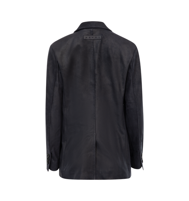 Image 2 of 2 - NAVY - MARNI Blazer Jacket featuring front flap pockets, chest pocket, button front closure, notched lapel, lined and back vent. Made in Italy. 