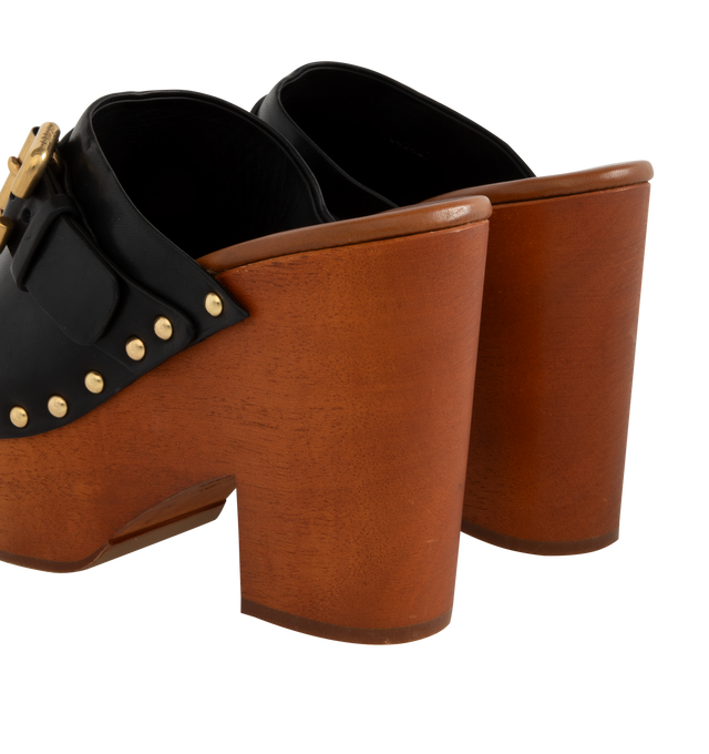 Image 3 of 4 - BLACK - Chloe Jeannette Clog with 6cm heel. 100% Calfskin Leather, 100% Cowhide.Made in Spain. 