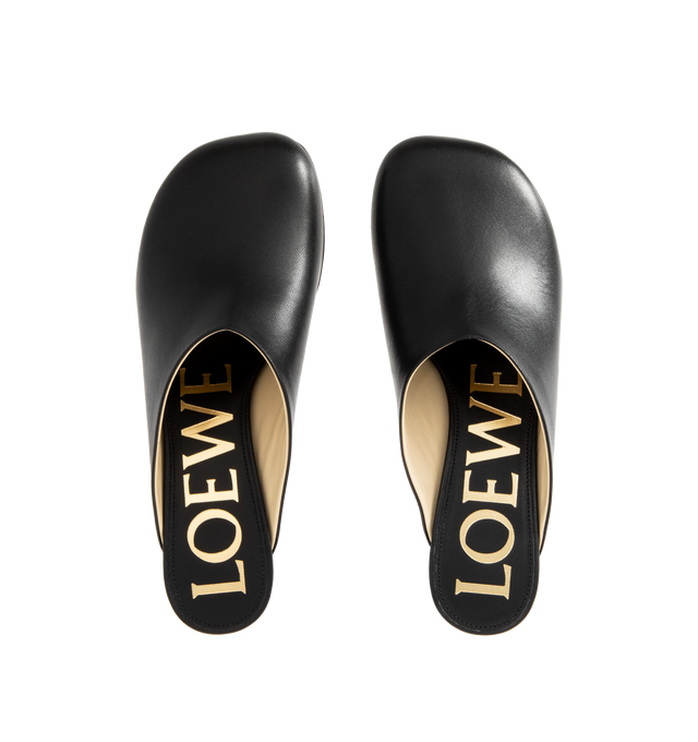 Image 4 of 4 - BLACK - LOEWE Toy Mule crafted in goatskin with a petal shaped toe and lacquered signature toy heel. 45MM heel. Goatskin. Made in Italy. 