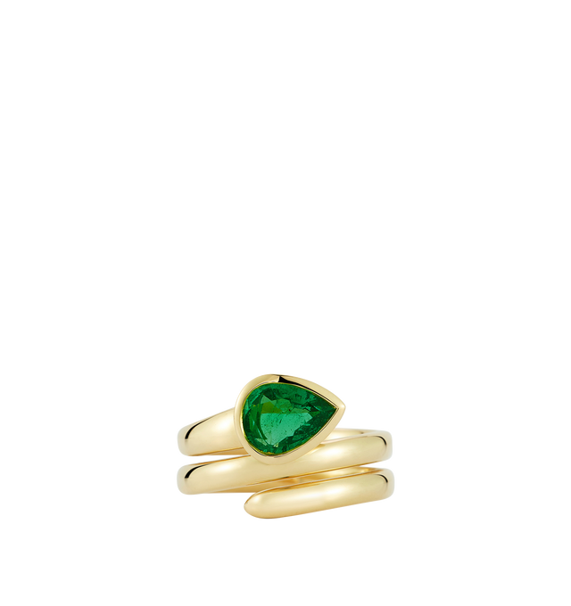 Image 2 of 3 - GOLD - JEMMA WYNNE Prive Emerald Pear Coil Ring featuring 18k Yellow Gold and Emerald - 1.3cts. Hirshleifers offers a range of pieces from this collection in-store. For personal consultation and detailed information about jewelry, please contact our dedicated stylist team at personalshopping@hirshleifers.com.This item may be restricted for online purchase to international clients.  For assistance purchasing this item please contact our dedicated stylist team at personalshopping@hirshleifers.c 
