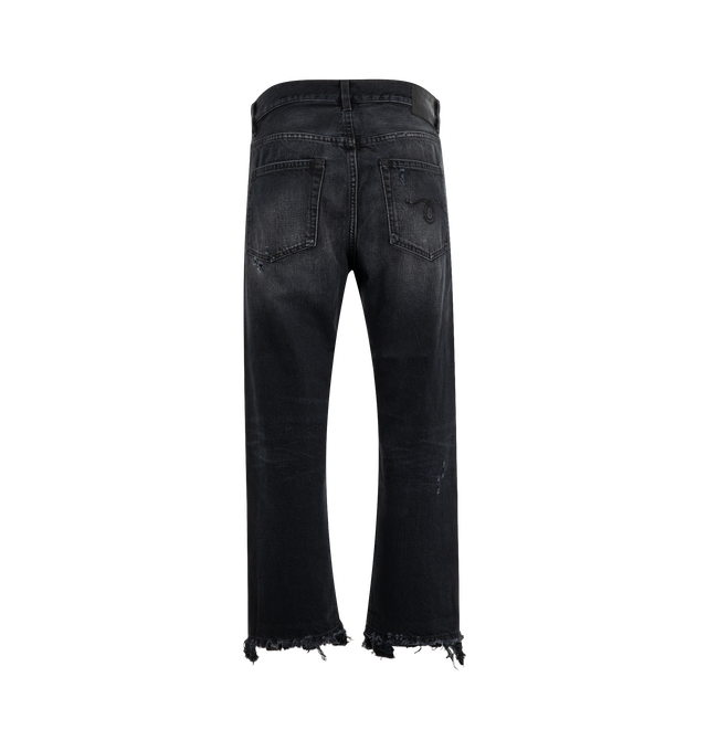 Image 3 of 6 - BLACK - R13 Boyfriend Jeans featuring zip fly with button fastening, 5-pocket design, faded and distressed throughout and raw cut hem. 100% cotton. Made in Italy. 