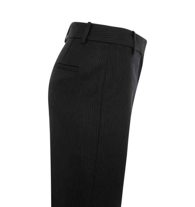 Image 3 of 3 - BLACK - Nili Lotan Effy Pants have a flat front and a high rise with a zip fly, a hidden hook and bar closure, a hidden stay button closure, belt loops, and back pockets. 100% wool. Made in USA.  