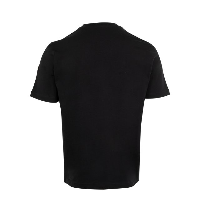 Image 2 of 3 - BLACK - Moncler Signature Script T-Shirt has a crew neck, an embroidered logo, and a loose fit. 100% cotton. Made in Turkey.  