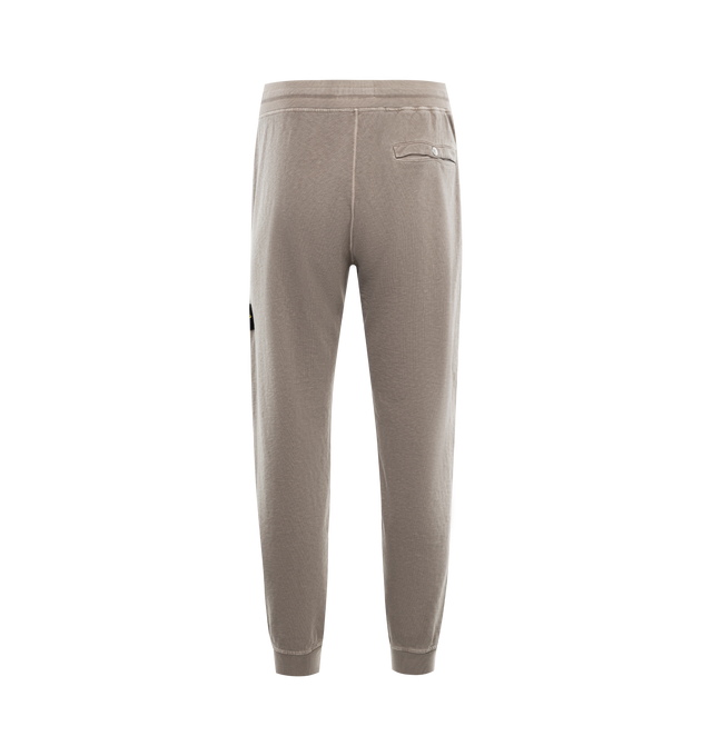 Image 2 of 3 - GREY - STONE ISLAND Fleece Sweatpants featuring elasticized drawstring waistband, side-seam pockets, side zip pocket, back zip welt pocket and rib-knit cuffs. 100% cotton. 