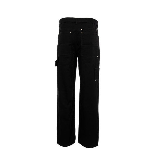 Image 2 of 4 - BLACK - GIVENCHY STUDDED CARPENTER PANT featuring front scoop pockets, back patch pockets, painter loop at side, reinforced front legs and loose fit. 100% cotton. 