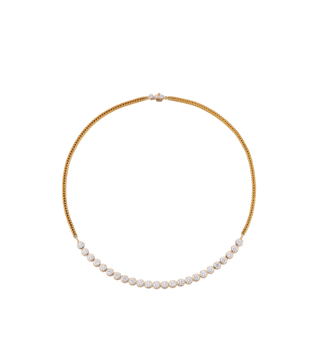 Image 1 of 1 - GOLD - Renna Women's Diamond Bubble Necklace is crafted in 18K gold and features round brilliant diamonds gracefully arranged along the collarbone on a highly articulated chain that moves fluidly with every step. Finished with a diamond clasp, this designer fine jewelry necklace combines exceptional craftsmanship with timeless elegance for an effortlessly refined statement. Main Material: 18K Gold. Gemstones: 9 TCW Diamonds. Length: 16 in.For personal consultation and detailed information abo 