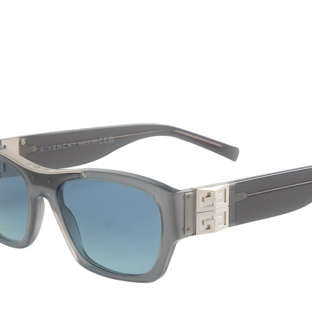 Image 3 of 3 - BLUE - GIVENCHY Square Logo Sunglasses featuring solid lenses, temple & top of the front logo details and square frame. Acetate. 100% UV protection. Made in Italy. 